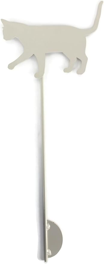 Pets and Farm Animals Metal Garden Landscape Stake (9" Wide Cat on Stake, Cream)