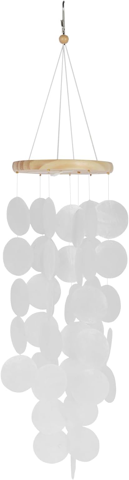 Shell Wind Chimes, Handmade Seashell Wind Chimes Hanging for Outside, Colorful/White Shell Wind Chimes Outdoor, Delicate Waterproof Lightweight Decoration Memorial Windchimes for Yard Porch Outdoor
