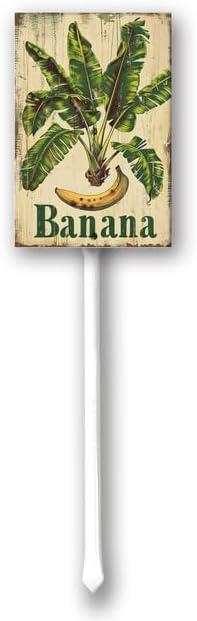 Uptell Vintage Aluminum Banana Fruit Signs Yard Sign with Stake for Garden Fruit Garden Label Stakes Plant Markers for Outdoor Plants Waterproof 8x12 inch