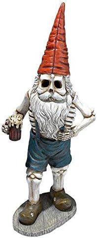 Design Toscano QM14017 Zombie Gnome - Bavarian Oktoberfest Skeleton Gnome Hans - Garden Gnome Statue,full color