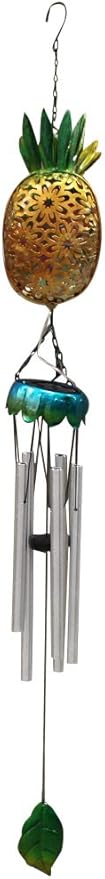 Evergreen Garden Tropical Solar Glass and Metal Wind Chimes, Set of 4