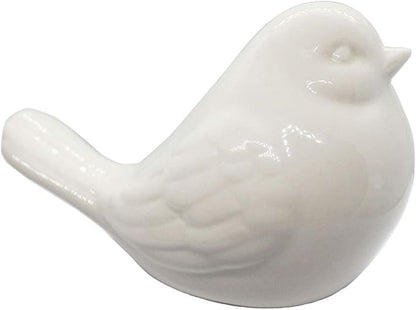 New White Bird Figurine, Ceramic Chubby Bird Figure Cottage Animal Bird Statue Decorations for Home Garden Decor Accents