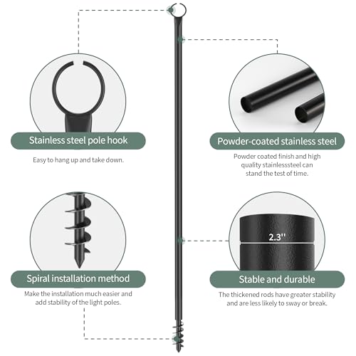 String Light Poles - 10 Ft, 2 Pack, Outdoor Bistro