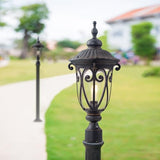 24" Bronze Post Light - Dusk to Dawn Sensor, Seeded Glass