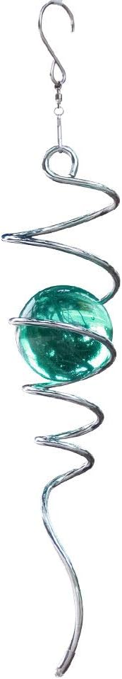 Metal Spiral Wind Spinner – Green Outdoor Spinner Ball with Tail, 3D Hanging Yard & Garden Décor