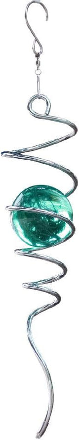 Metal Spiral Wind Spinner – Green Outdoor Spinner Ball with Tail, 3D Hanging Yard & Garden Décor