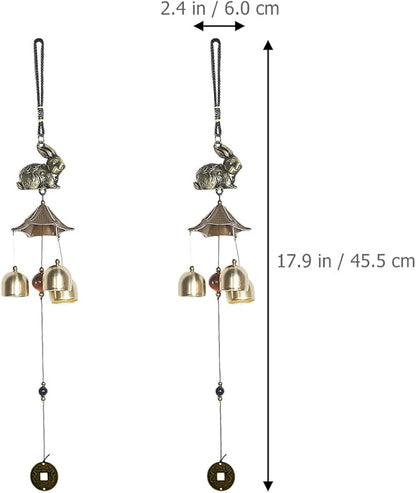 GANAZONO Retro Metal Wind Chime with Rabbit Design Hanging Wind Bell for Outdoor Garden Patio Wall Decor 17.9 Inch Durable Metal Bell Feng Shui Charm