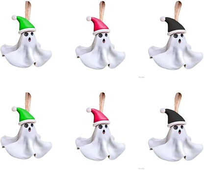 6 Pack Halloween/Christmas Decorations Outdoor Indoor,Cute 3D Resin Ghost Decoration,Halloween Ghost Hanging Ornaments for Home Outside Porch Garden Yard Lawn Party Decorations (6 Pack)