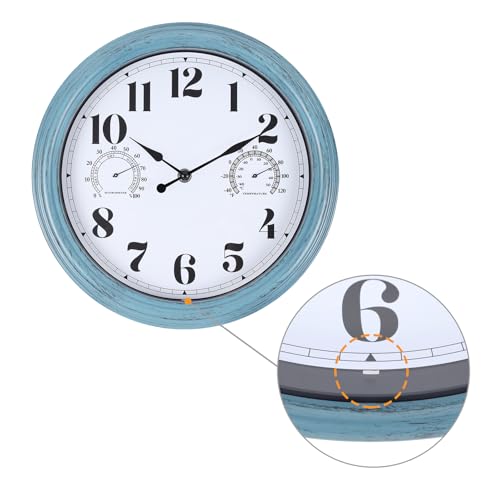 12In Outdoor Clock Green Waterproof Wall Clock with Temperature