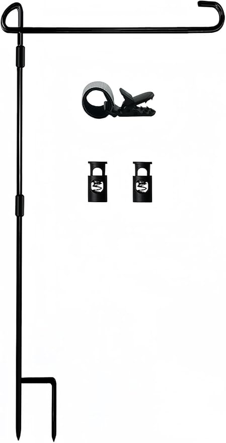 Garden Flag Pole Stand Holder, Garden Flags for Outside with Flag Stopper and Clip Waterproof Powder-Coated Paint for Flag Pole Holder for Outside House,Yard Flags for Outside