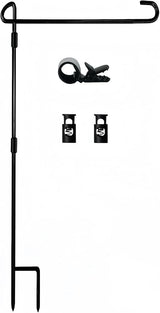 Garden Flag Pole Stand Holder, Garden Flags for Outside with Flag Stopper and Clip Waterproof Powder-Coated Paint for Flag Pole Holder for Outside House,Yard Flags for Outside