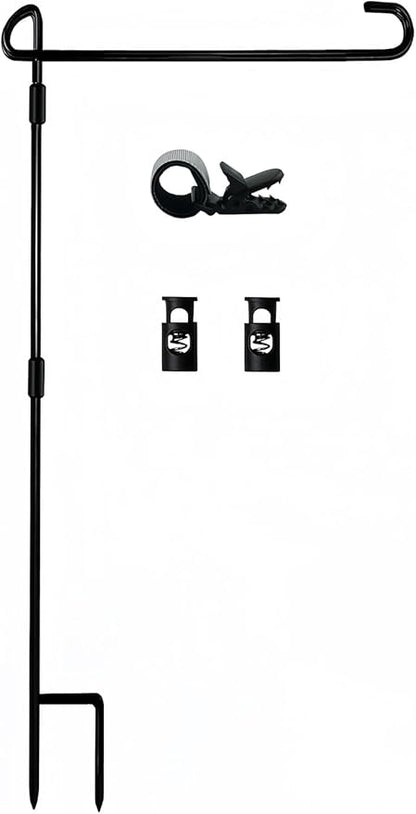 Garden Flag Pole Stand Holder, Garden Flags for Outside with Flag Stopper and Clip Waterproof Powder-Coated Paint for Flag Pole Holder for Outside House,Yard Flags for Outside