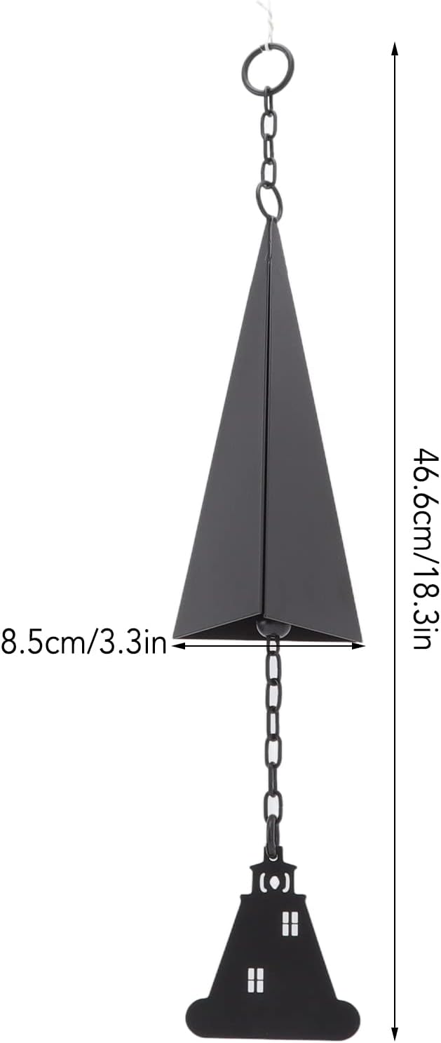 North Country Wind Chimes, Iron Triangle Wind Bell Chimes, Black Painted Wind Chimes with Lighthouse, for Indoor and Outdoor Garden Decorations