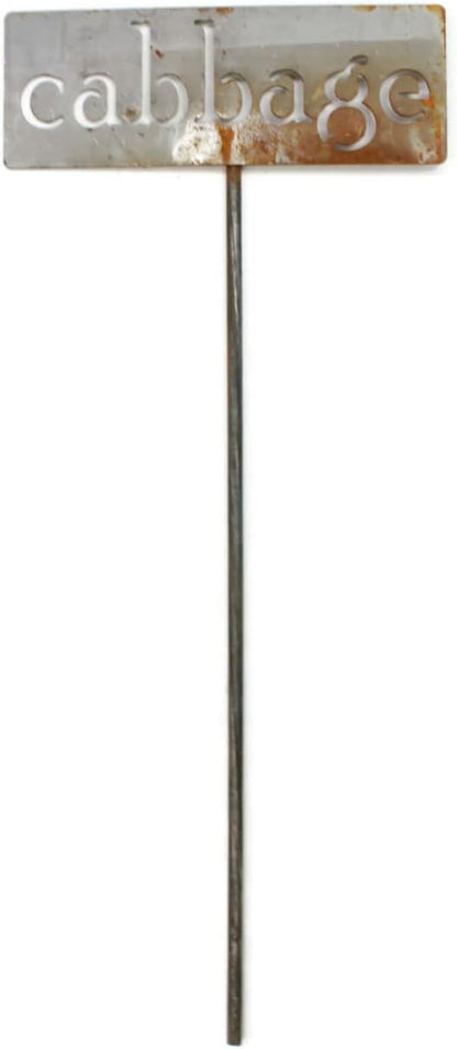 Classic Metal Garden Markers 19 Inches Tall (cabbage, Naturally Rusted)