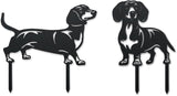 WADORN 2 Styles Dachshund Dog Metal Decorative Garden Stakes, Funny Dachshund Metal Outdoor Statues Black Puppy Silhouette Ornament Dog Gifts Animal Dog Stakes for Garden Backyard Patio Lawn Walkways