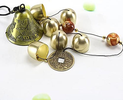 Lucky Wind Chimes Fengshui Bell Copper Alloy Dragon Bell 6 Bells Hanging Wind Bell for Home Garden Hanging Good Luck Blessing