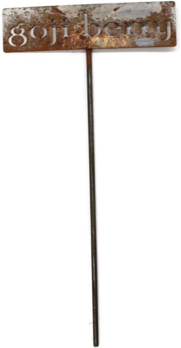 Classic Metal Garden Markers 19 Inches Tall (goji berry, Naturally Rusted)