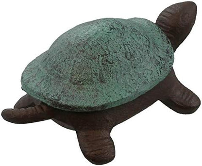 Top Brass Turtle Key Hider Figurine - Cast Iron Garden Statue with Secret Compartment - Indoor/Outdoor