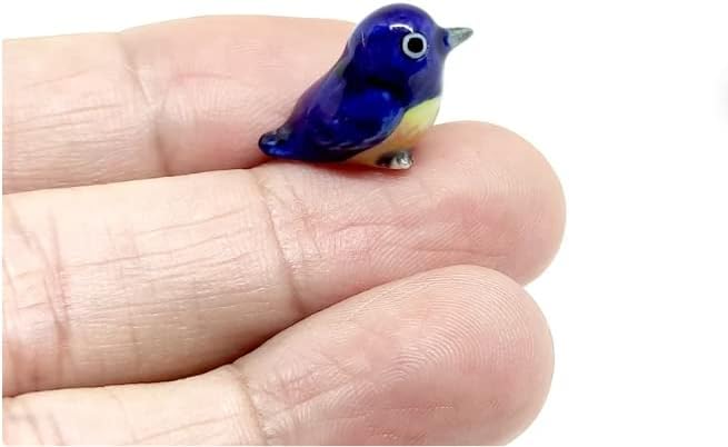 Bird Micro Tiny Dollhouse Figurines Hand Painted Ceramic Animals Collectible Gift Home Garden Décor (Blue Bird)