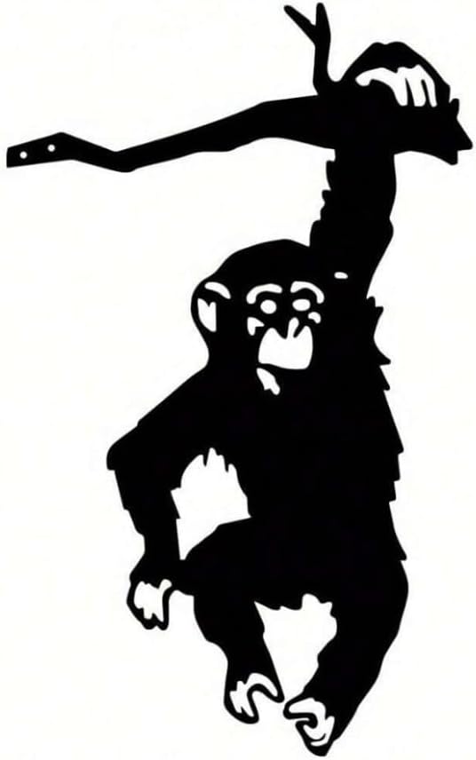 Hanging On The Branch Monkey Statue Garden Stake Yard Art Decor Iron Silhouette Metal Wall Art Home Garden Patio Outdoor Statue (9.84IN*6.1IN)