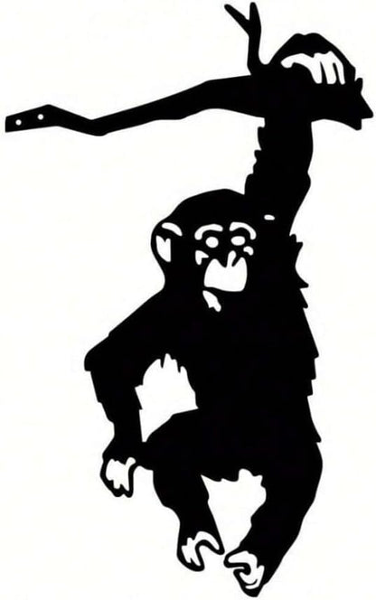 Hanging On The Branch Monkey Statue Garden Stake Yard Art Decor Iron Silhouette Metal Wall Art Home Garden Patio Outdoor Statue (9.84IN*6.1IN)