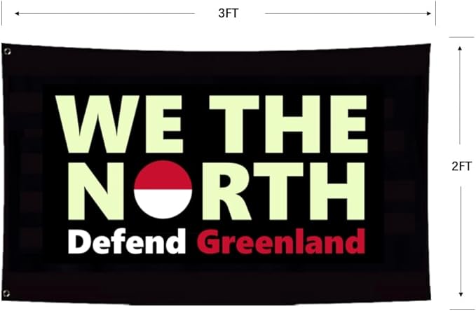 Defend Greenland Flag 2X3FT,Both Sides Printed, Men Women Banner,Vibrant Colors, Double Stitched with 2 Brass Grommets, Bar Garden Street Decoration, GYM, Office Decor,Indoor Outdoor Use,Gifts. (Black, 2x3ft)