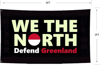 Defend Greenland Flag 2X3FT,Both Sides Printed, Men Women Banner,Vibrant Colors, Double Stitched with 2 Brass Grommets, Bar Garden Street Decoration, GYM, Office Decor,Indoor Outdoor Use,Gifts. (Black, 2x3ft)