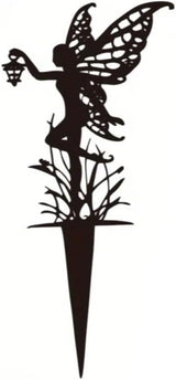 Outdoor Flower Fairies Terrace Iron Art Silhouette Ornament Crafts Garden Metal Outdoor Decoration Lawn Patio (B)
