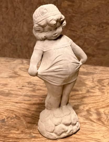 Concrete Standing Girl Statue Outdoor or Indoor Girl Figure for Patio Garden or Yard