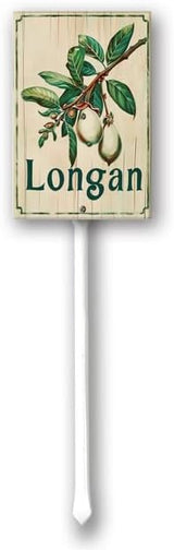 Uptell Vintage Aluminum Longan Fruit Signs Yard Sign with Stake for Garden Fruit Garden Label Stakes Plant Markers for Outdoor Plants Waterproof 7x8.8 inch