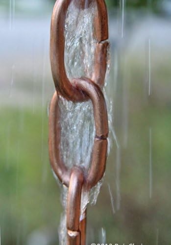 Large Copper Link Rain Chain with Installation Kit (9 Foot)