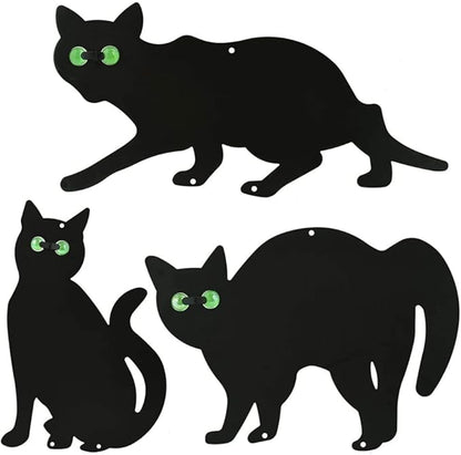 Cat Garden Statue Cat Silhouette Gardening Cat Decor Cat with Marble Eyes Mice Control Harmless Bird Deterrent Decor 3PCS