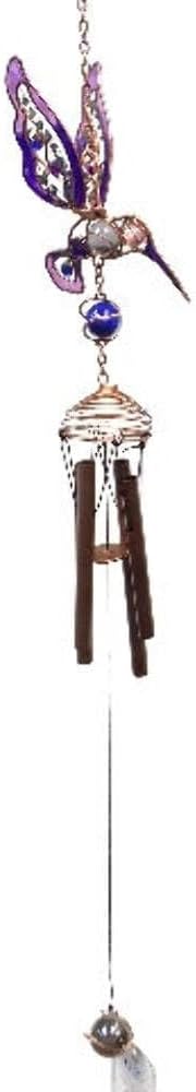 StealStreet SS-G-99283 Wind Chime Copper & Gem Hummingbird Garden Decoration Hanging Decor