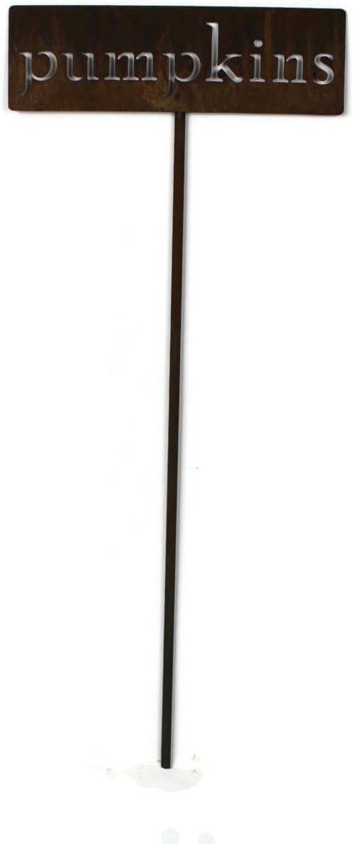 Classic Metal Garden Markers 19 Inches Tall (pumpkins, Naturally Rusted)