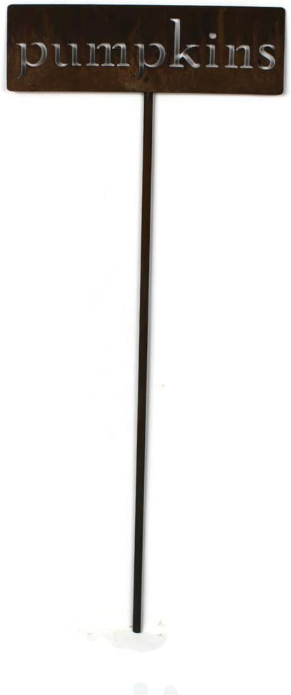 Classic Metal Garden Markers 19 Inches Tall (pumpkins, Naturally Rusted)