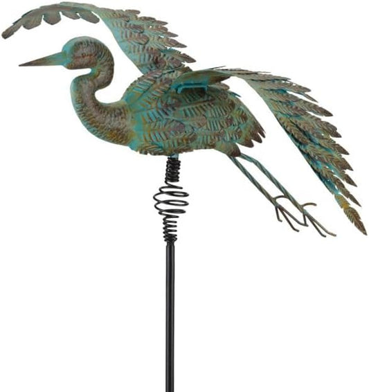 Regal Art & Gift Bird Bouncie Metal Garden Stake - Decorative Playful Outdoor Metal Sculpture for Lawn, Patio & Garden Décor - Crane