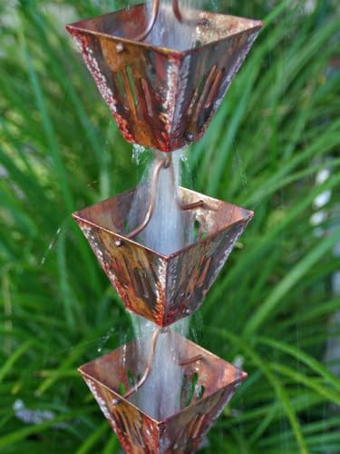 Nutshell Stores Slotted Square Cups Rain Chain - Copper - 13 Feet