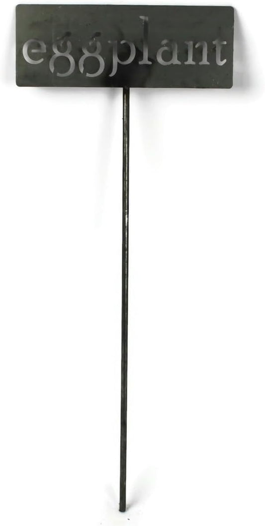 Classic Metal Garden Markers 19 Inches Tall (eggplant, Raw, Unfinished Steel (will rust with time))