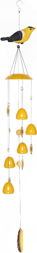 American Goldfinch Bird Wind Chimes with Bells, Large Unique Birds Chimes for Garden Backyard Church Hanging Decor, 40"