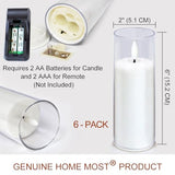 6-Pack 6" White Flickering LED Candles - Remote & Timer, Waterproof
