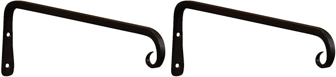 Achla Designs Straight Downcurled Wall Bracket Hook, 12-inch (TSH-12) Black (Pack of 2)