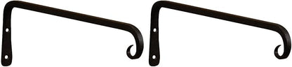 Achla Designs Straight Downcurled Wall Bracket Hook, 12-inch (TSH-12) Black (Pack of 2)