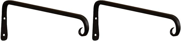 Achla Designs Straight Downcurled Wall Bracket Hook, 12-inch (TSH-12) Black (Pack of 2)