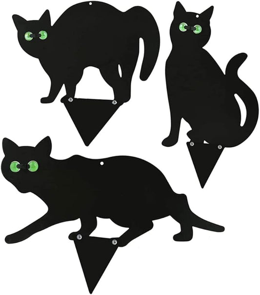 Gardening Cat Silhouette Gardening Cat with Marble Eyes Mice Control Harmless Bird Deterrent Decor 3PCS