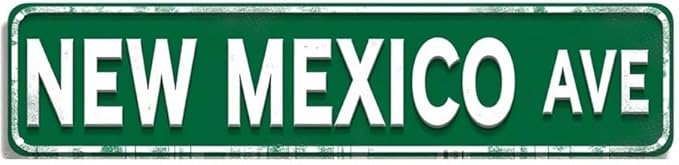 New Mexico State Tin Decor 16 * 4 Inches "NEW MEXICO AVE" Home/Patio Wall Art - Retro State Accent, Southwestern Decor, New Mexico Metal Sign