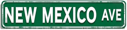 New Mexico State Tin Decor 16 * 4 Inches "NEW MEXICO AVE" Home/Patio Wall Art - Retro State Accent, Southwestern Decor, New Mexico Metal Sign
