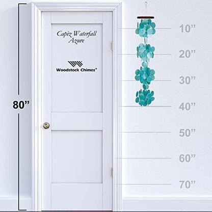Woodstock Chimes Asli Arts Collection, Capiz Waterfall, 40'' Azure Capiz Wind Chimes for Outdoor, Patio, Home or Garden Décor, Wind Chime for Mom Christmas/Hanukkah Gifts (CWRA)