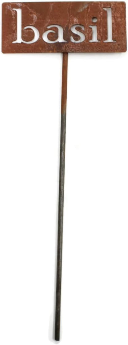 Classic Metal Garden Markers 19 Inches Tall (basil, Naturally Rusted)