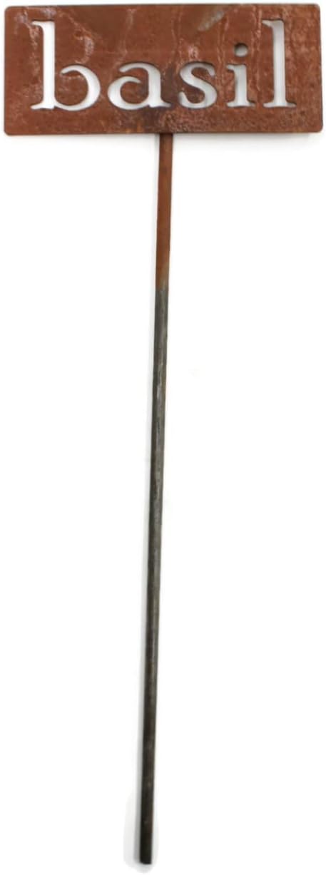 Classic Metal Garden Markers 19 Inches Tall (basil, Naturally Rusted)
