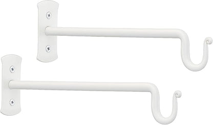 RTZEN Plant Hangers Outdoor or Indoor - Wrought Iron Metal Hanger Indoor Hook - Heavy Duty Wall Bracket Hooks for Hanging Plants Baskets Lanterns Wind Chimes - 2 Pack (White Shepherds Hooks 10")